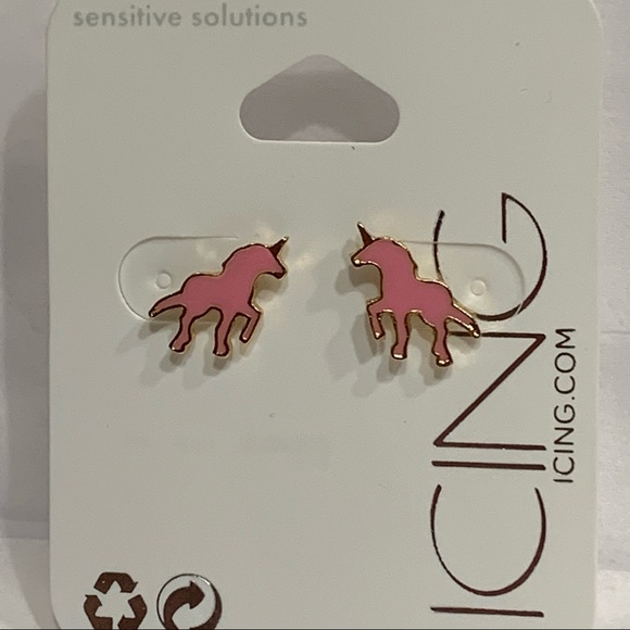 5/$30! MIX & MATCH! ICING Gold & Pink Enamel UNICORN POST EARRINGS! - Picture 5 of 7
